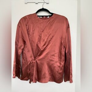 Vince Rust Satin Long Sleeve Top